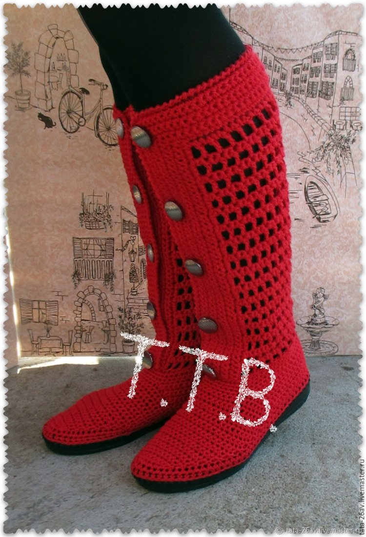 Вязаные сапоги крючком
