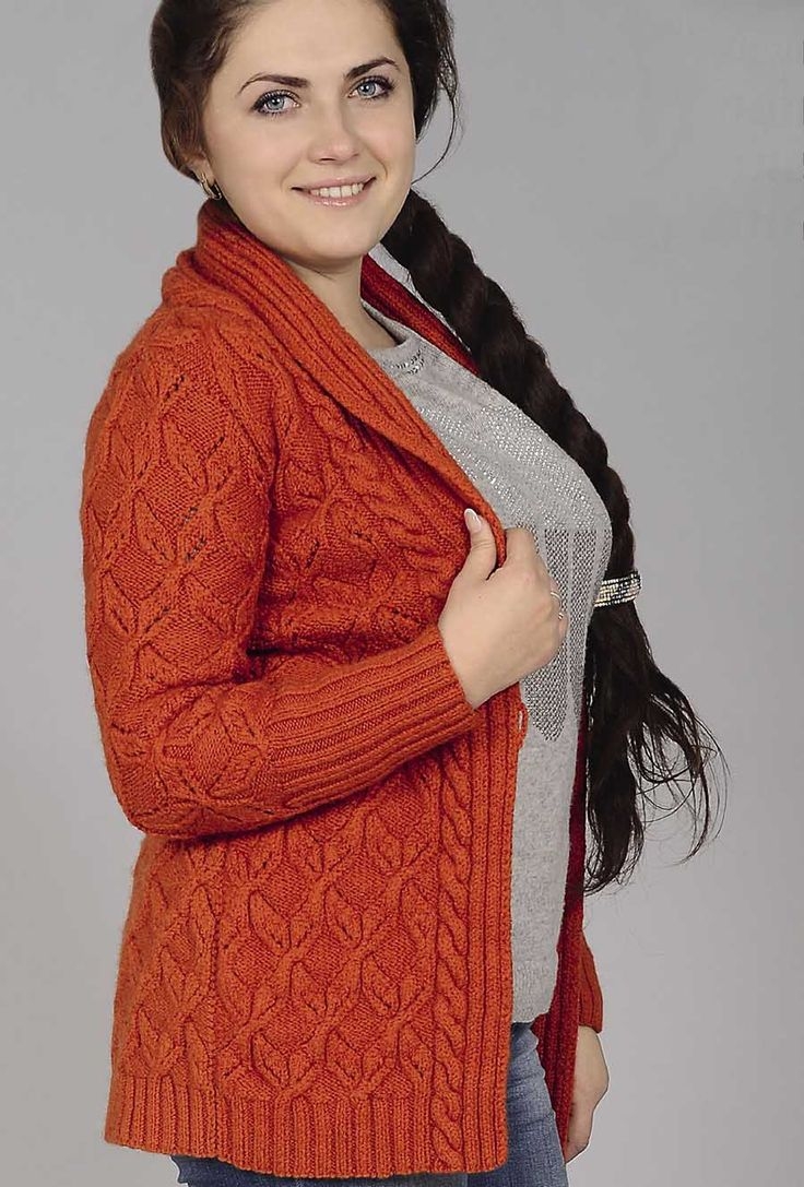 Жилет с шалевым воротником спицами для женщин