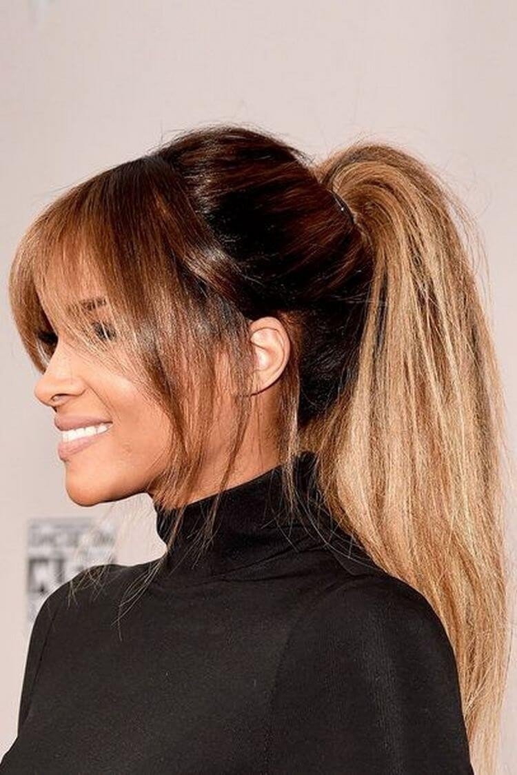 Стрижка с челкой шторкой на длинные