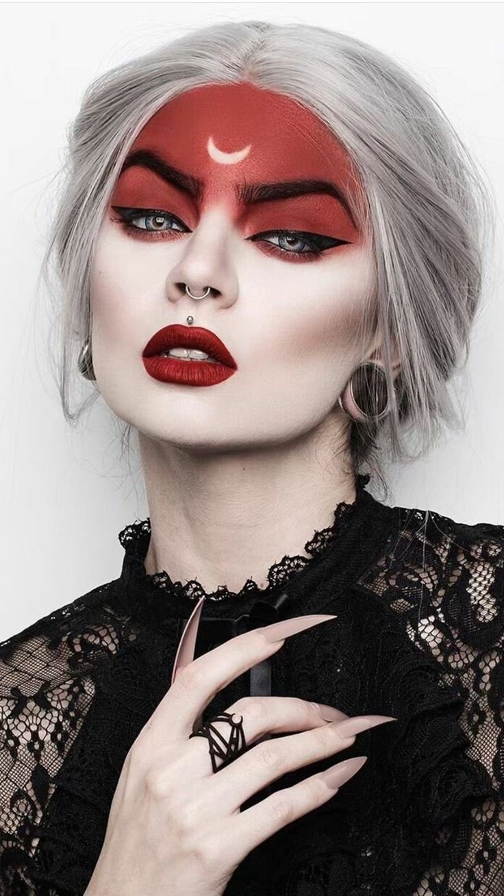 Красный макияж на Хэллоуин