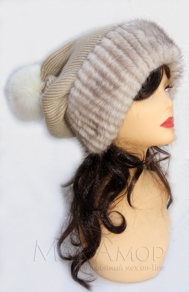Вязаная норка шапка