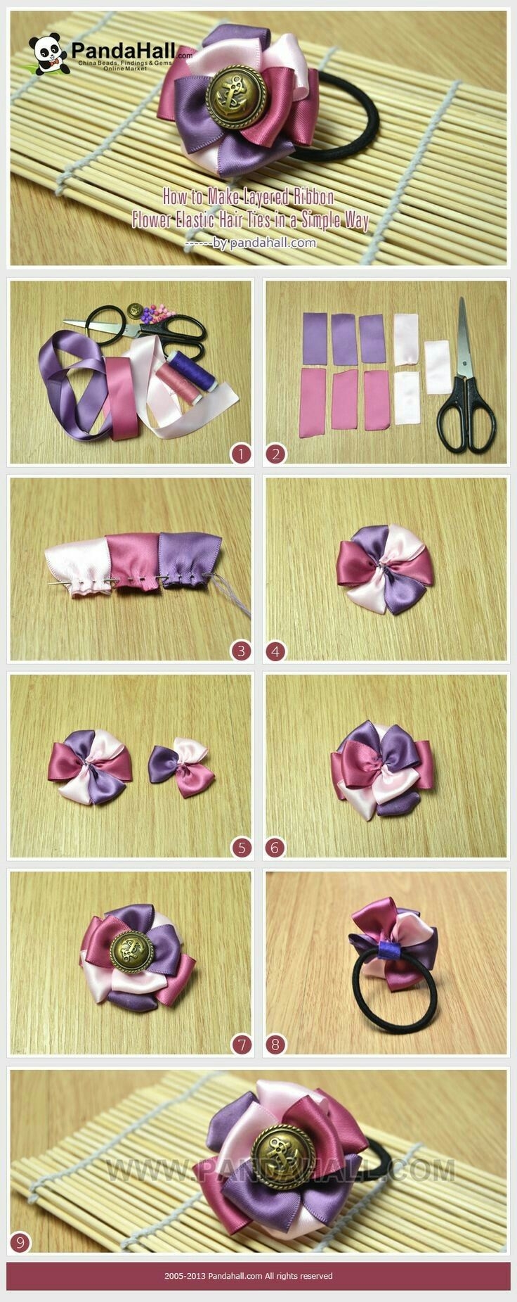 Заколки из лент пошагово