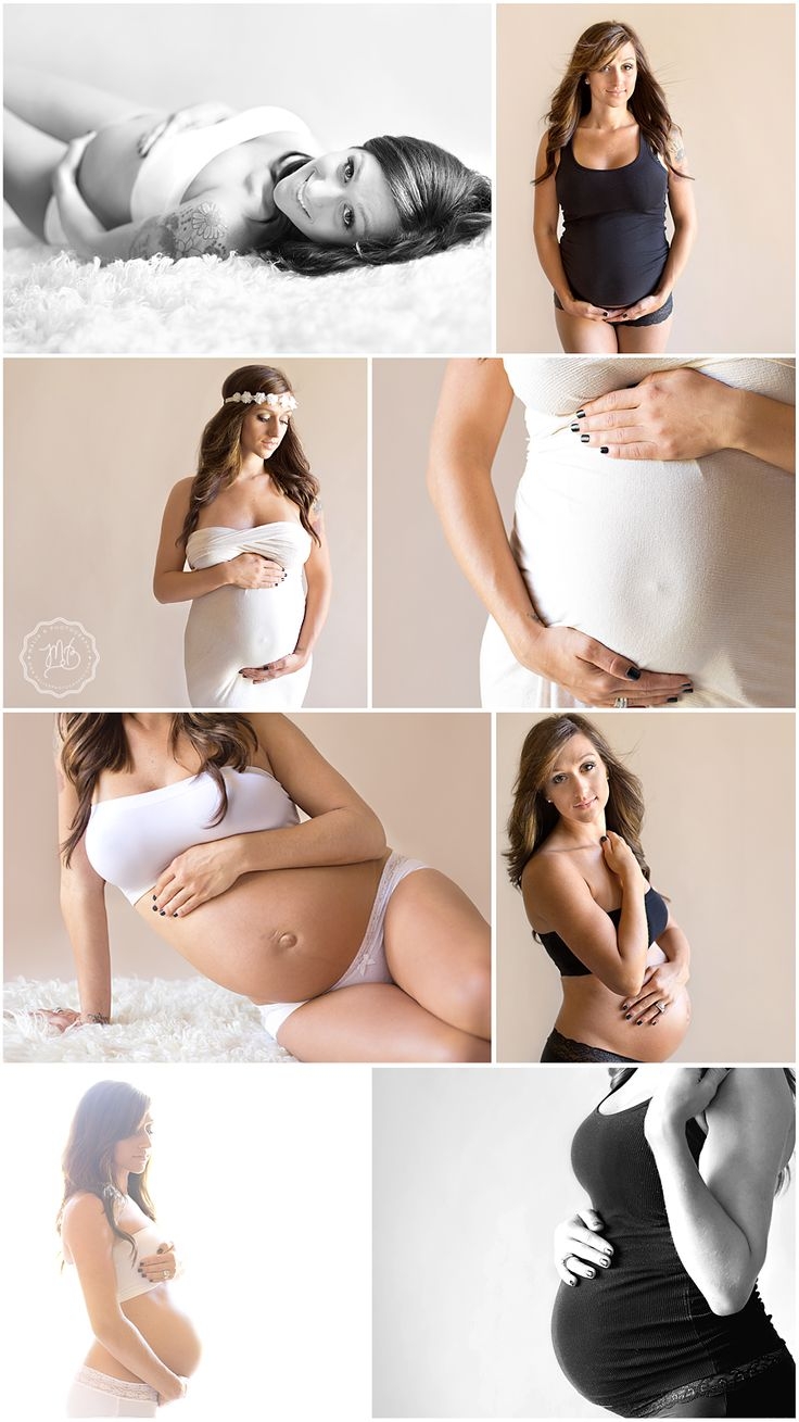 Позирование для фотосессии беременной девушки