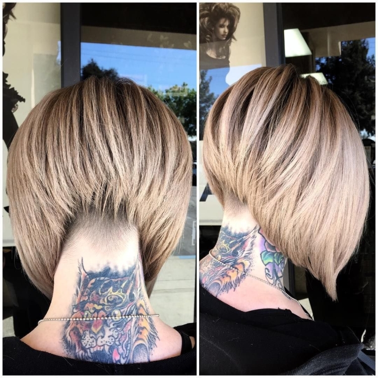 Удлиненное каре с выбритым затылком