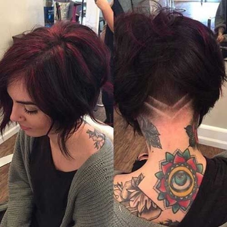 Каре волнистый волос выбритый затылок