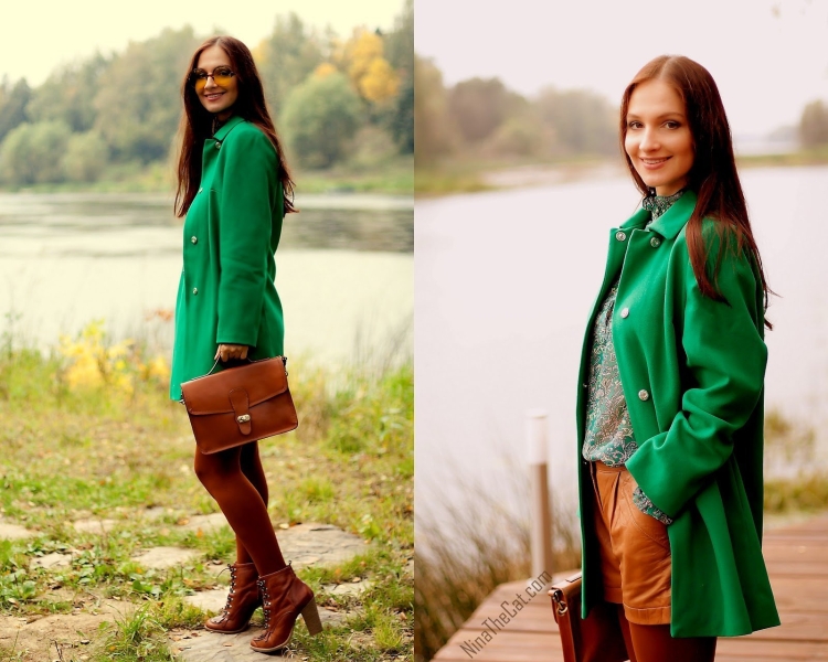 Сочетание зеленого и коричневого в одежде