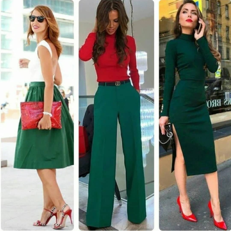 Сочетание зеленого в одежде