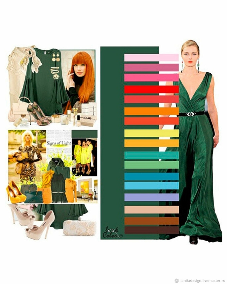 Сочетание с зеленым цветом в одежде