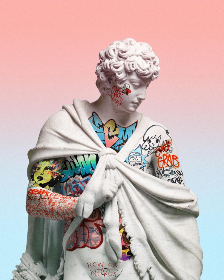 Греческие скульптуры арт глитч