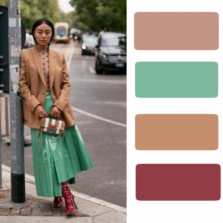 Цветосочетания в одежде кофейный яркий