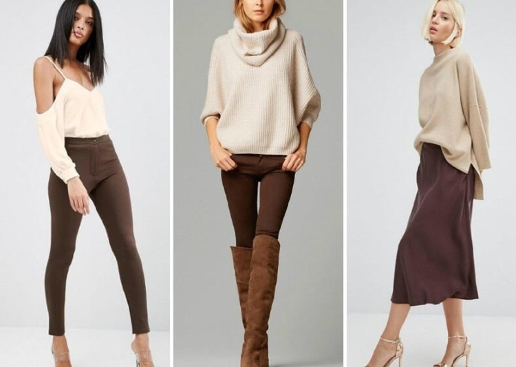 Сочетание бежевого и коричневого в одежде