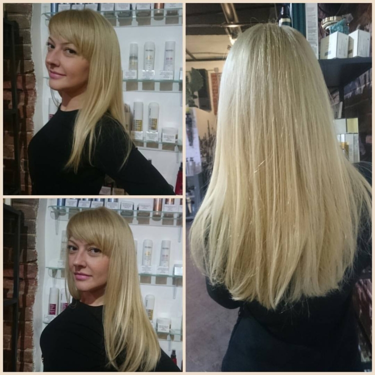 Стрижка полукругом блонд