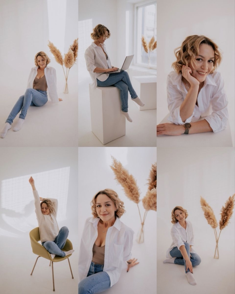 Фотосессия на циклораме с цветами