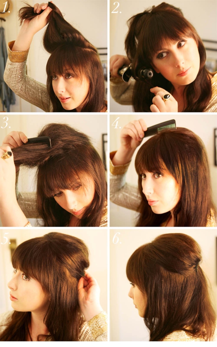 Несложные прически на средние волосы с челкой