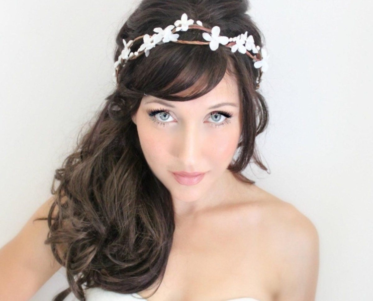 Прическа на длинные волосы с челкой