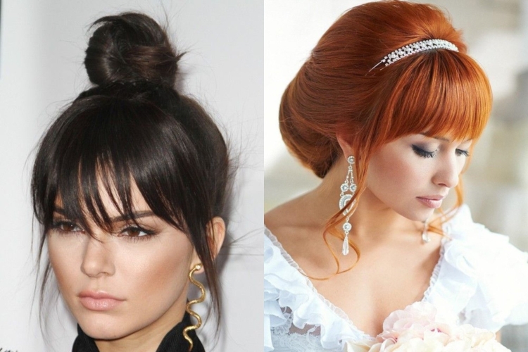 Вечерние причёски с чёлкой женские