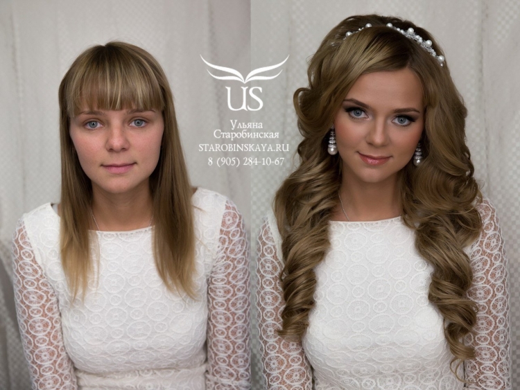 Прическа Локоны с челкой