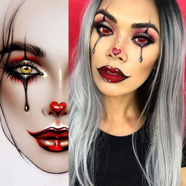 Макияж на Хэллоуин Джокер девушка