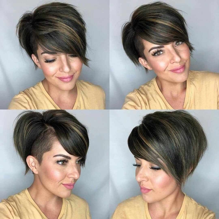 Боб каре Пикси с челкой для круглого