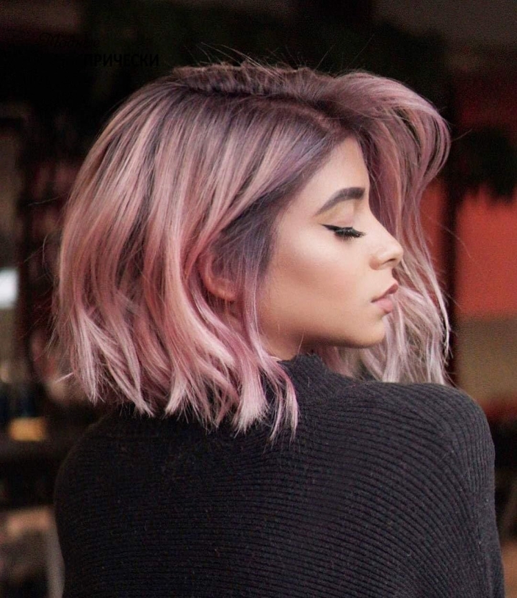 Розовое окрашивание на короткие волосы