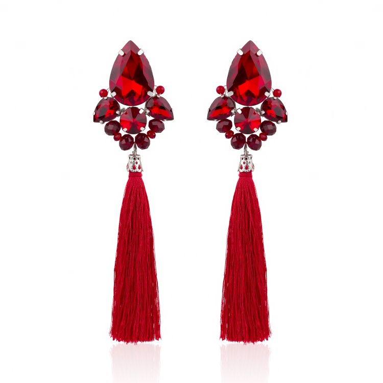 Красные серьги бижутерия