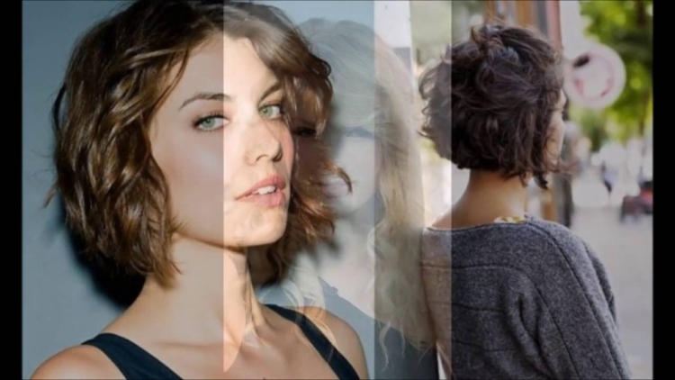 Градуированный Боб на вьющиеся волосы средней длины