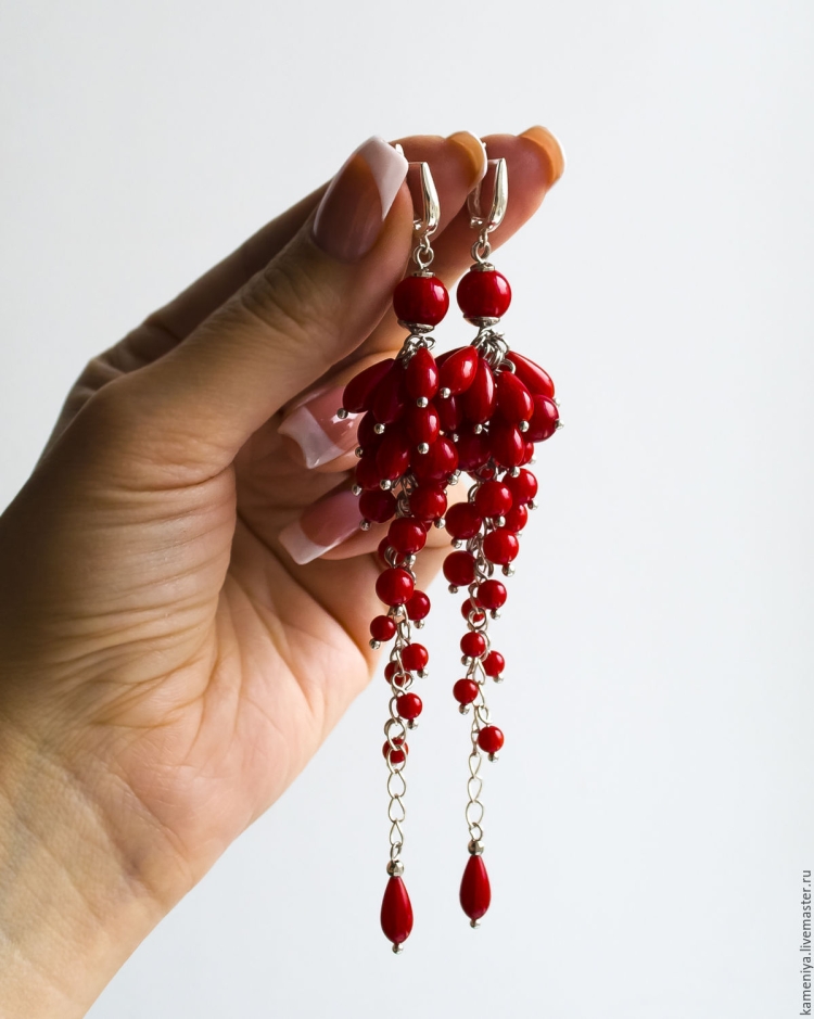 Серьги грозди из бусин