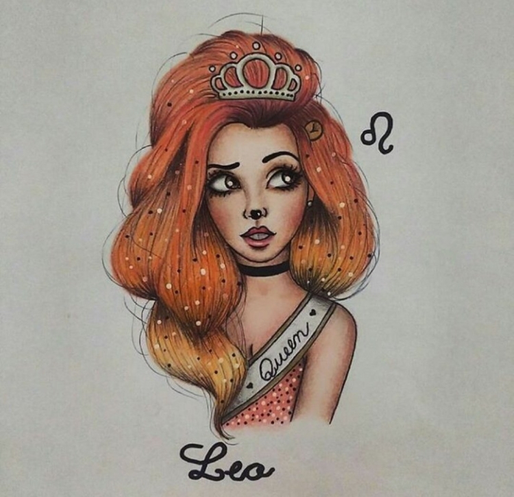 Знак зодиака Лев девушка рисунок