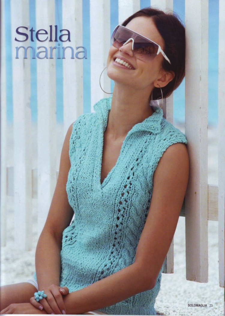 Воротники на летних вязаных кофтах