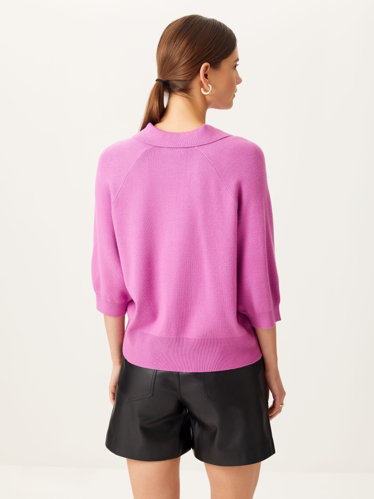 Вязание поло сиреневое