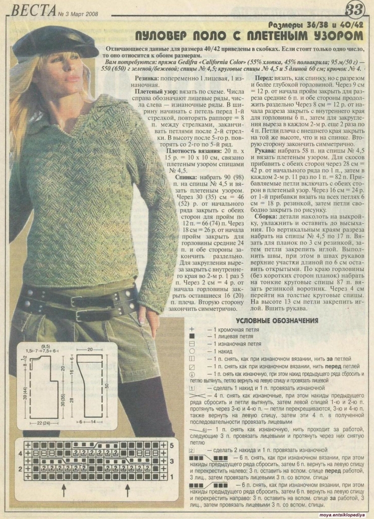 Вязание пуловера поло спицами