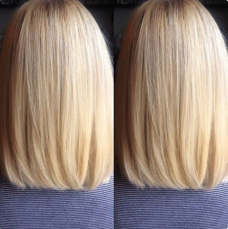 Ровный срез на средние волосы вид