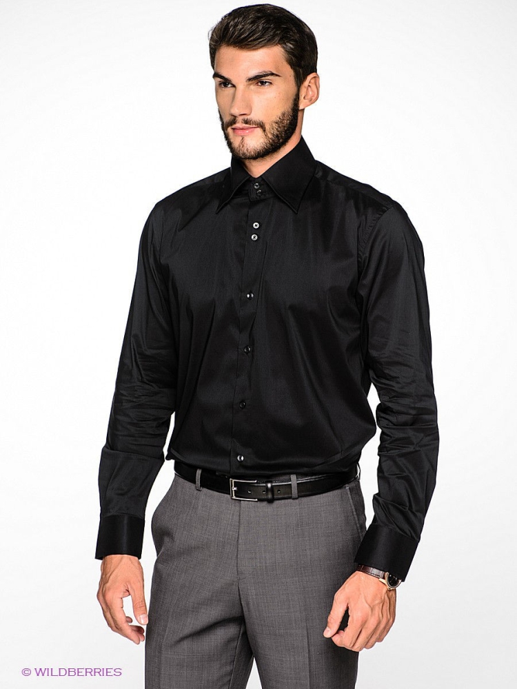 Черная классическая рубашка мужская