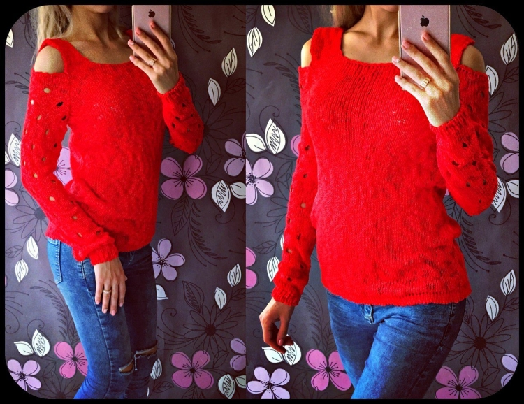 Вязаный свитер с дырками