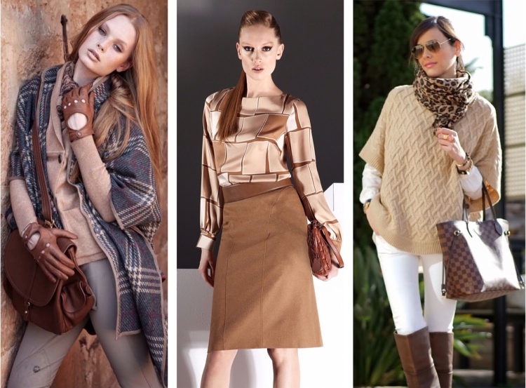 Сочетание бежевого и коричневого в одежде