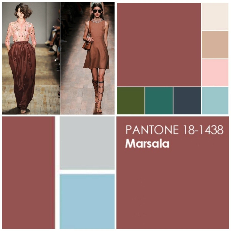 Сочетание бежевого и марсала