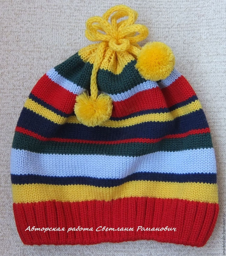 Шапка из итальянского мериноса Радуга