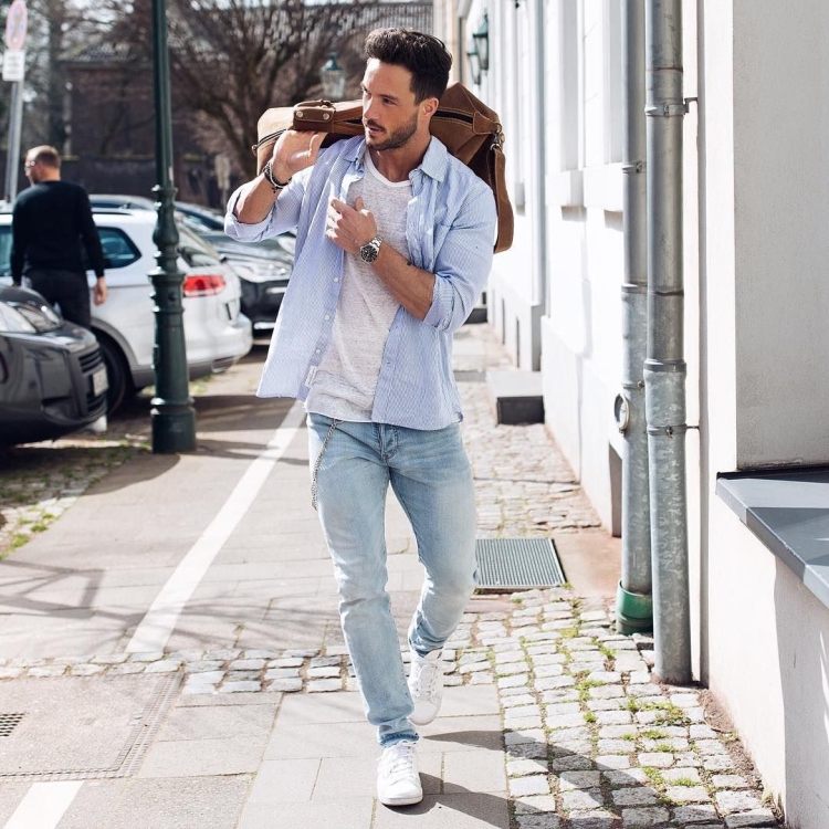 Мужские образы с джинсами