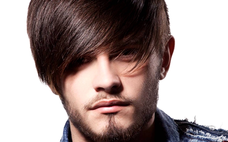 Мужская челка на белом фоне