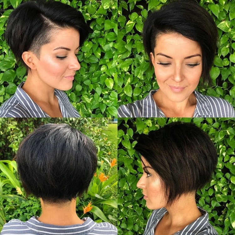 Пикси Боб стрижка на темные волосы