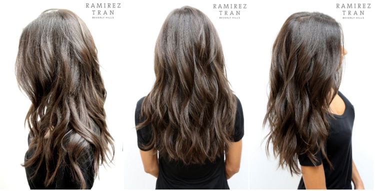 Каскад стрижка на длинные волосы сзади