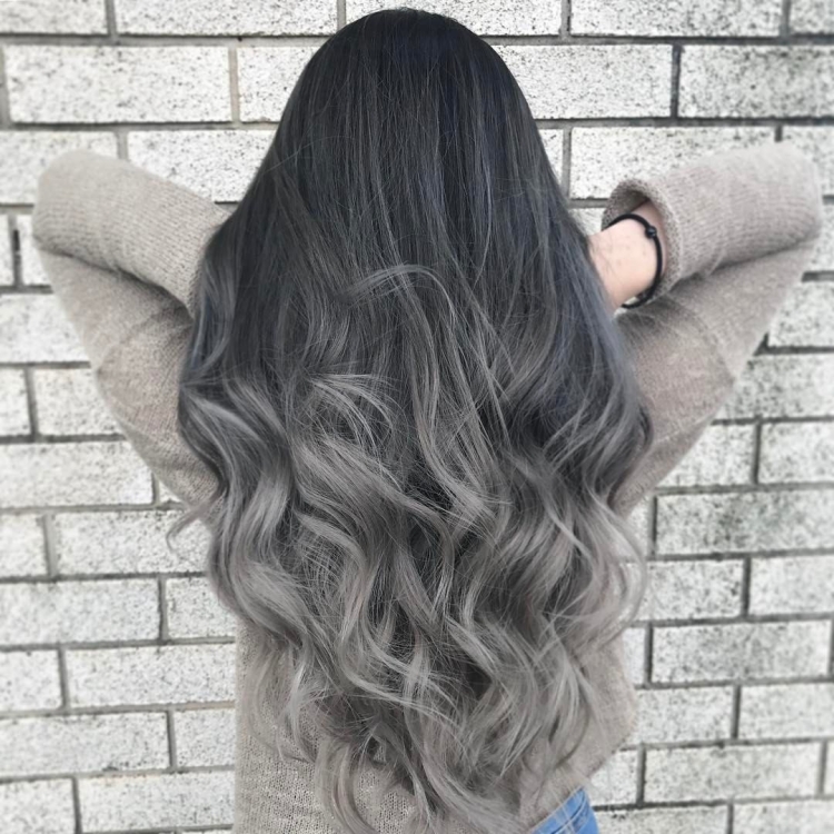 Дарк грей цвет волос балаяж