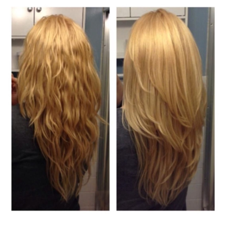 Каскад на длинные волосы вид сзади