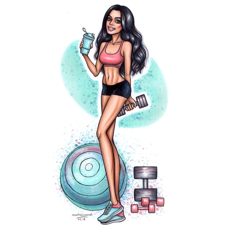 Спортивная девушка рисунок