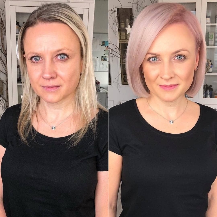 Стрижка до и после женская