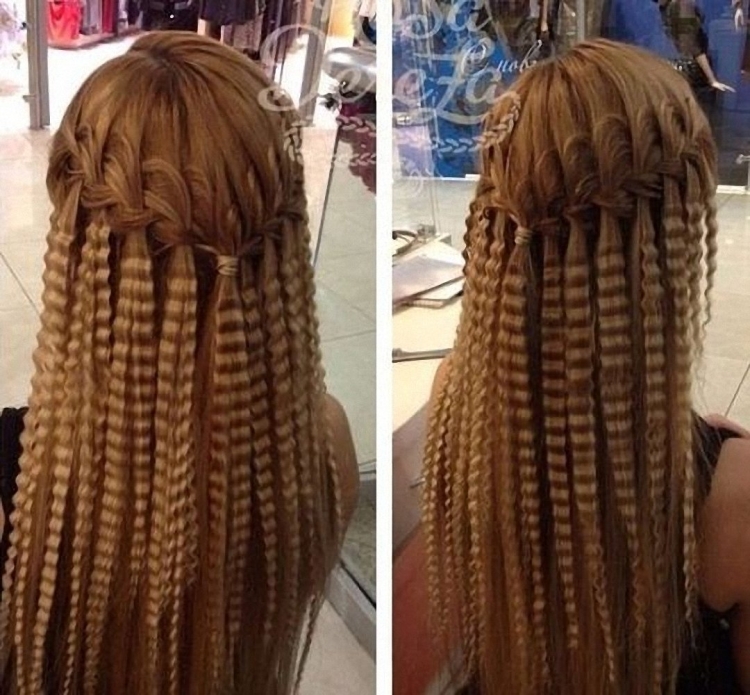 Прическа гофре на длинные волосы распущенные