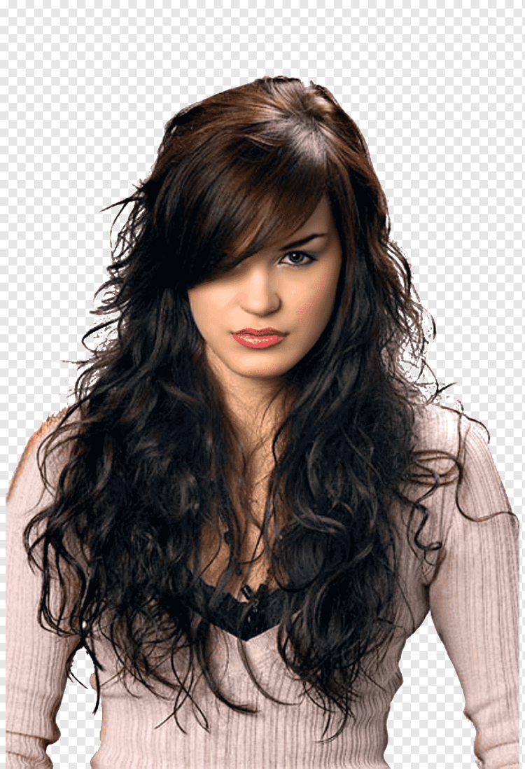 Стрижка Каскад на длинные вьющиеся волосы с челкой