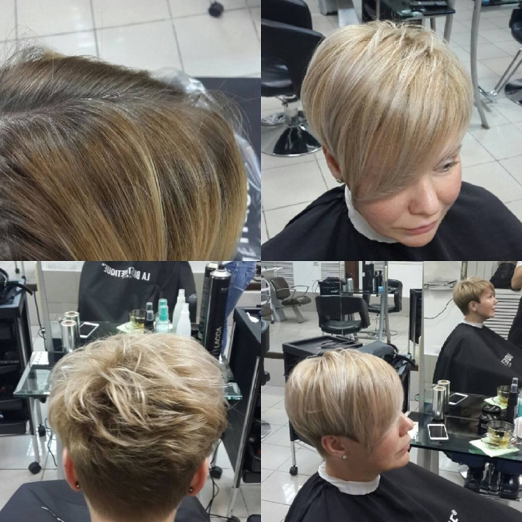 Стрижка Пикси мелирование до и после