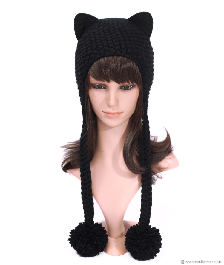 Шапка-кошка с ушками