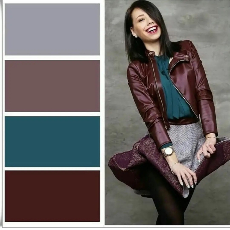 Сочетание с бордовым цветом в одежде